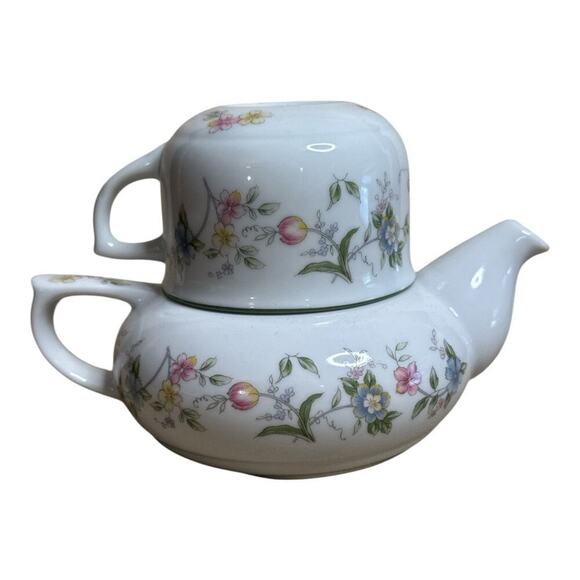Vintage Andrea by Sadek 3-Piece Floral Teapot & Cup Set - Picture 1 of 6